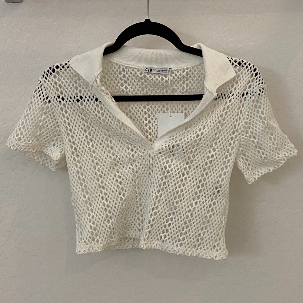Zara white/cream crop top NWT